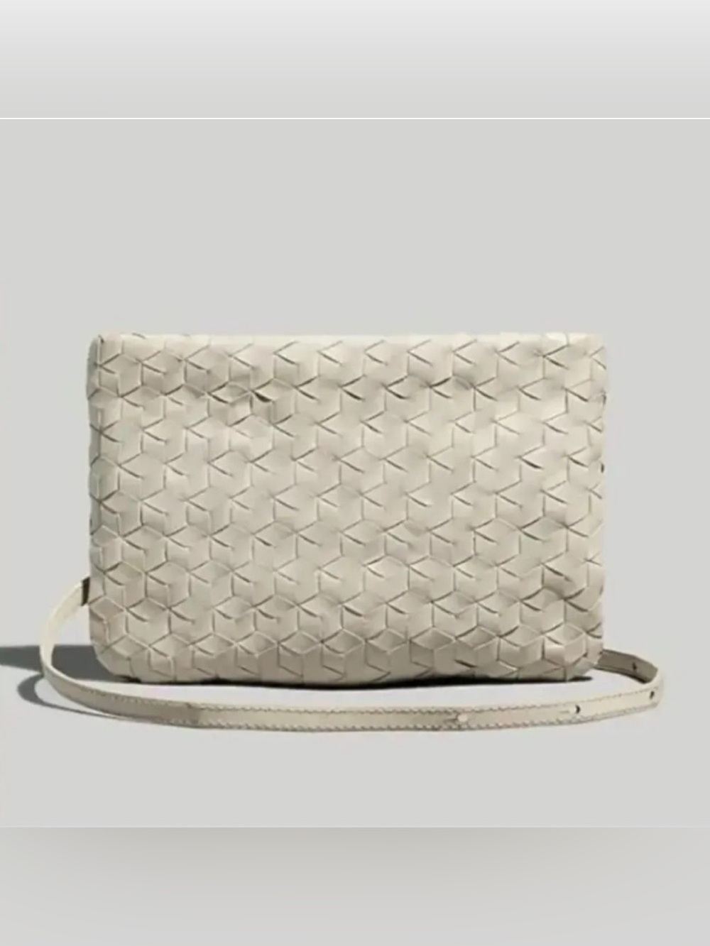 Madewell “The Puff” Woven Leather Crossbody Bag in Pale Oyster | NWOT